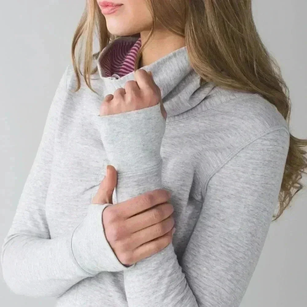 Lululemon In A Cinch Long Sleeve Pullover Sweater Reversible Grey Women's Medium - Picture 1 of 15